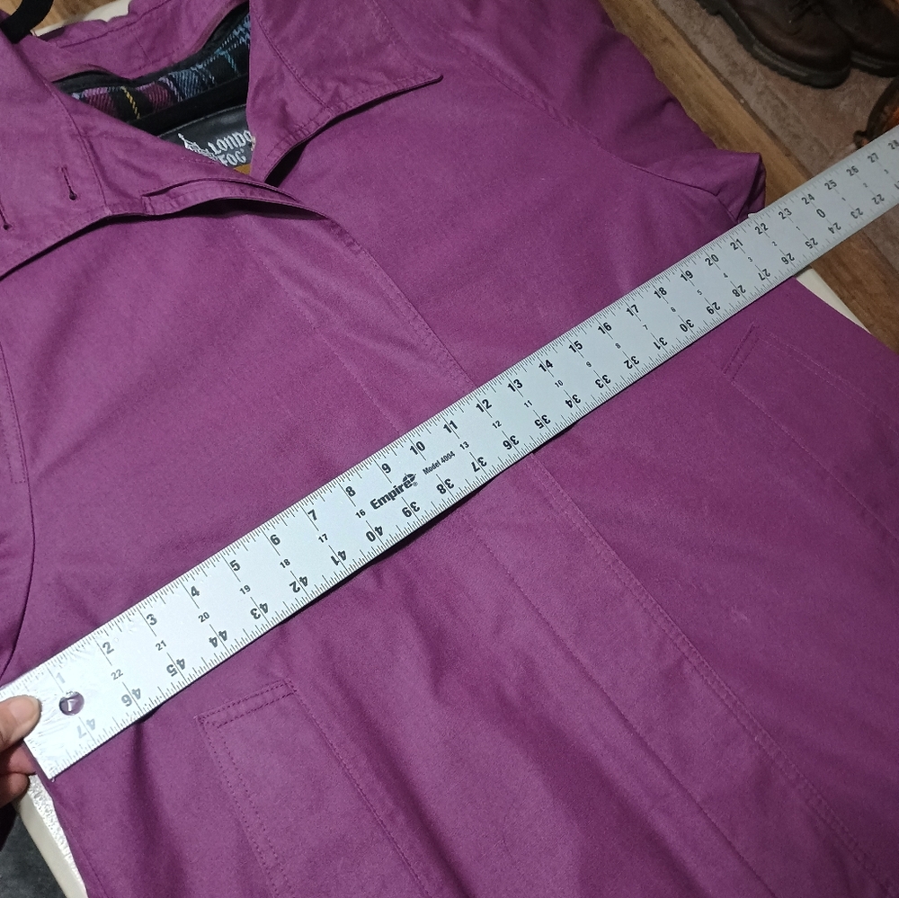 Vintage London Fog Beltless Midi Trench Coat Purple Size 6 - Picture 15 of 16